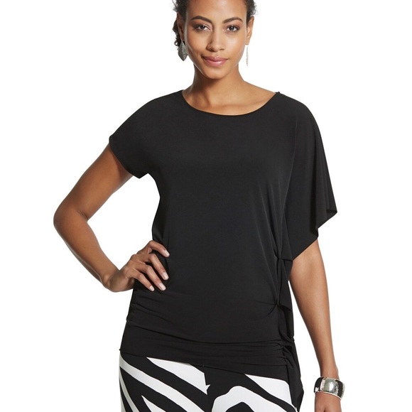 NWT Chico’s Knit Kit Cascade Top blouse black size 2 - Picture 1 of 9